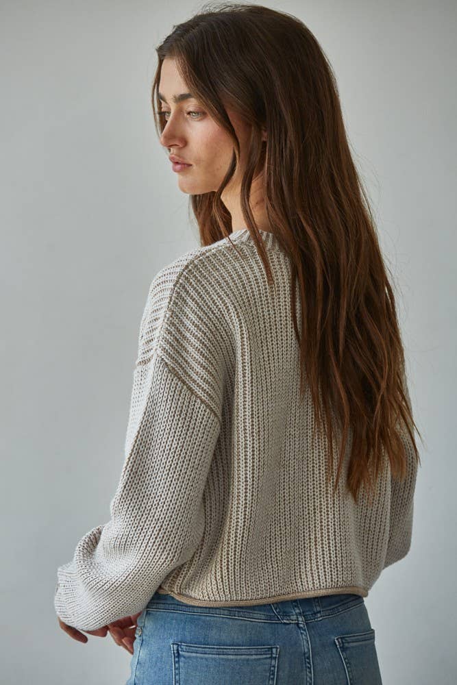 By Together | Knit Sweater Ribbed Crew Neck Pullover