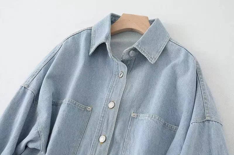 Sweetkama | Ladies Button-Up Pocket Denim Shacket
