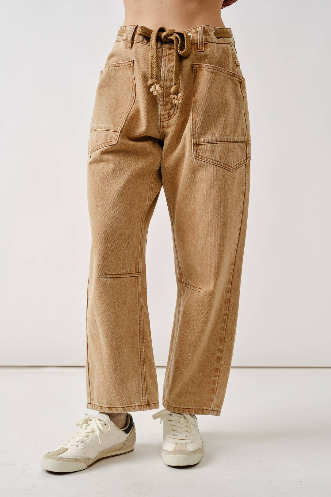 Aaron and Amber | Barrel Denim Pants with Eyelet Waist