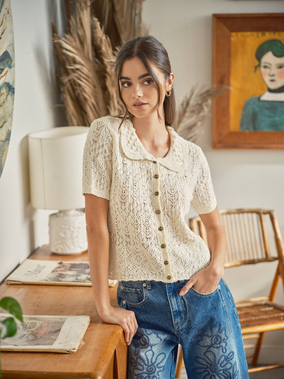 Aaron and Amber | Collared Short Sleeve Open Cardigan