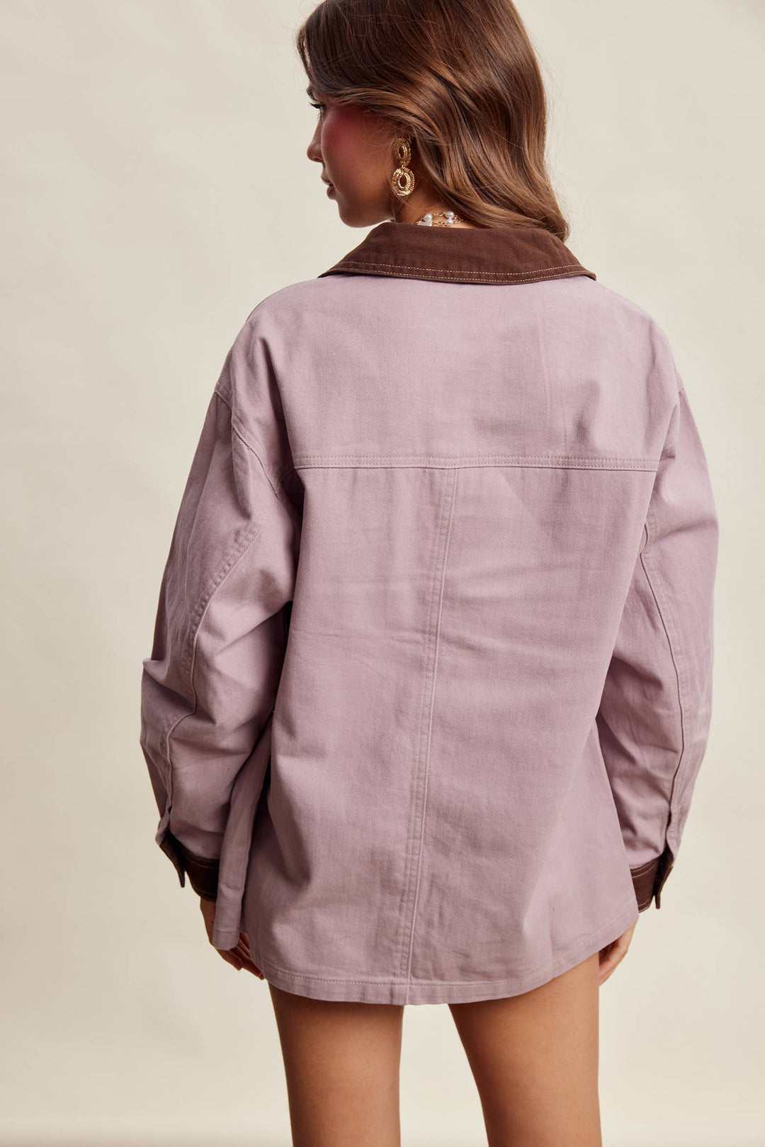 Listicle | Contrast Collar Utility Barn Jacket LJ0271