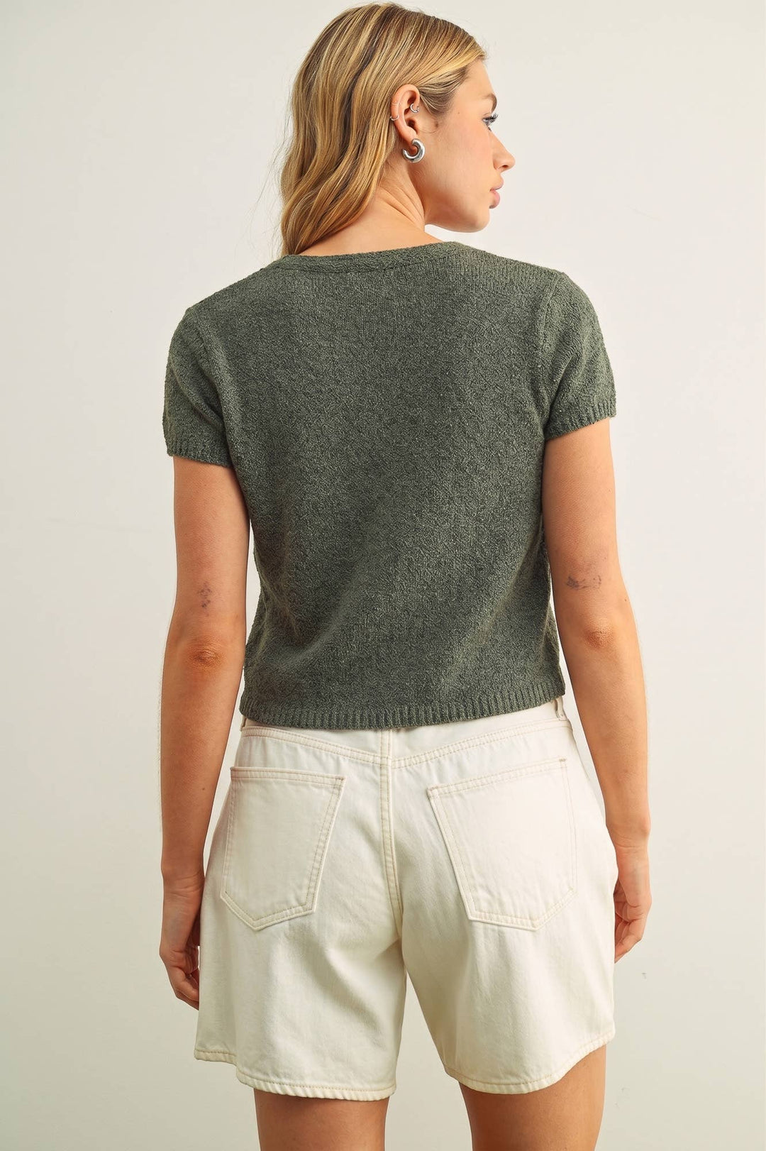 Miou Muse | Cap Sleeve Button Front Top