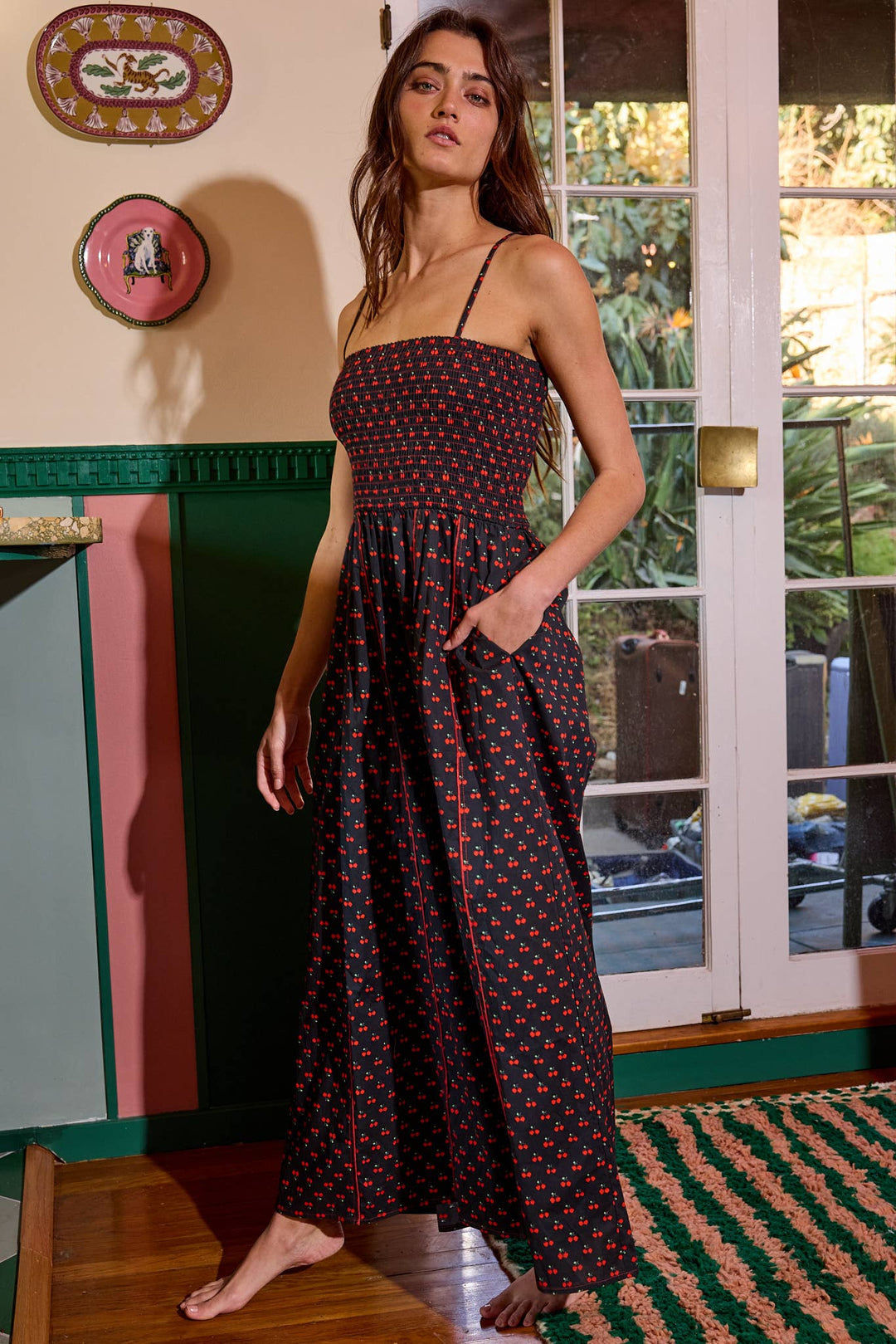 Bucketlist | Smocked Detail Print Jumpsuit