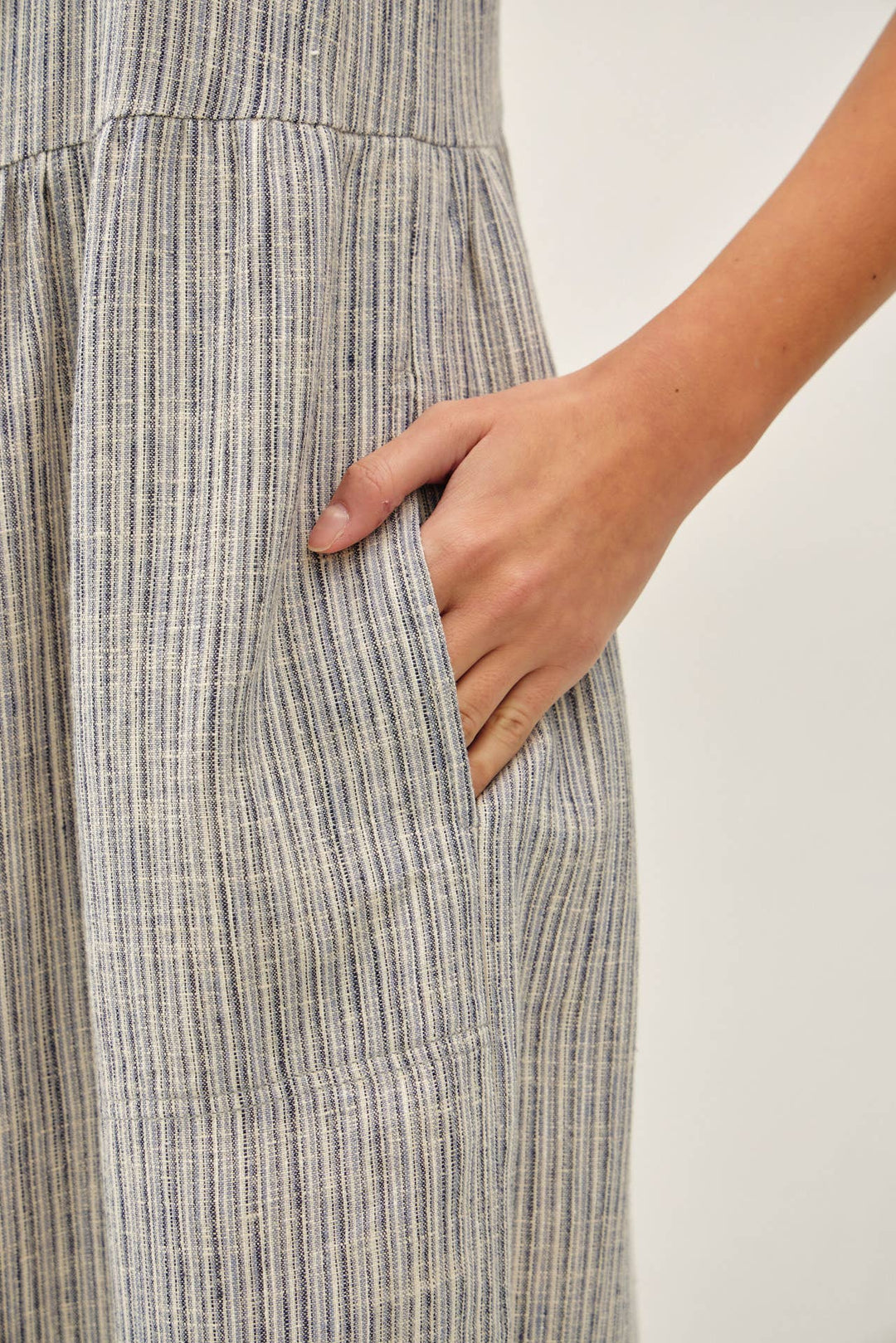 Be Cool | Striped Linen Blend Button Up Tank Dress
