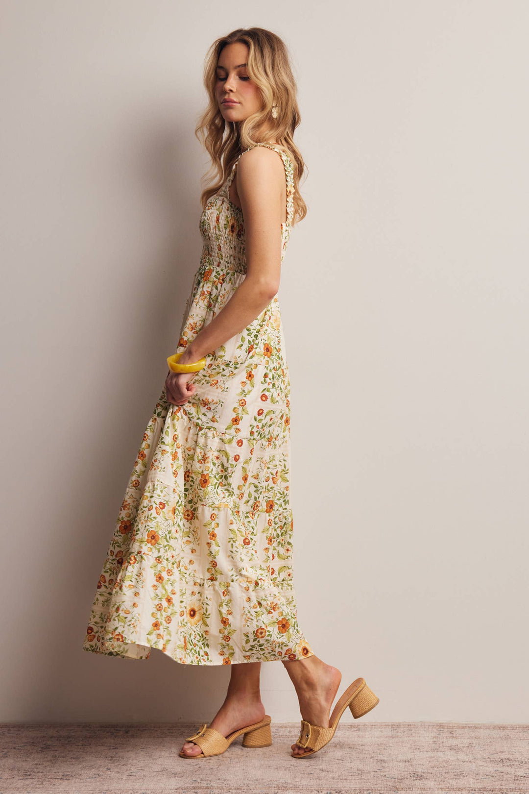 Forte | Floral Smocked Tiered Midi Dress