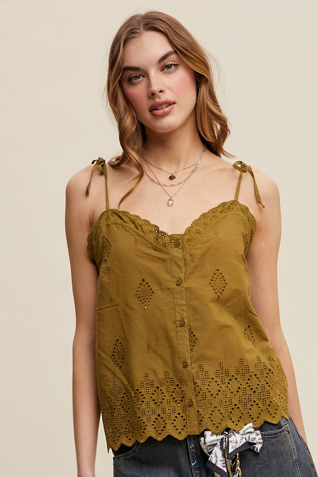 Listicle | Eyelet Embroidered Sleeveless Top
