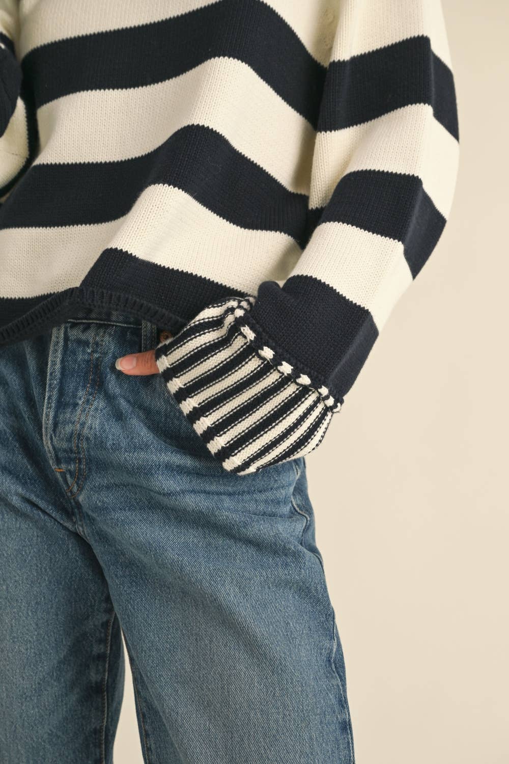 Miou Muse | Mock Neck Cotton Sweater