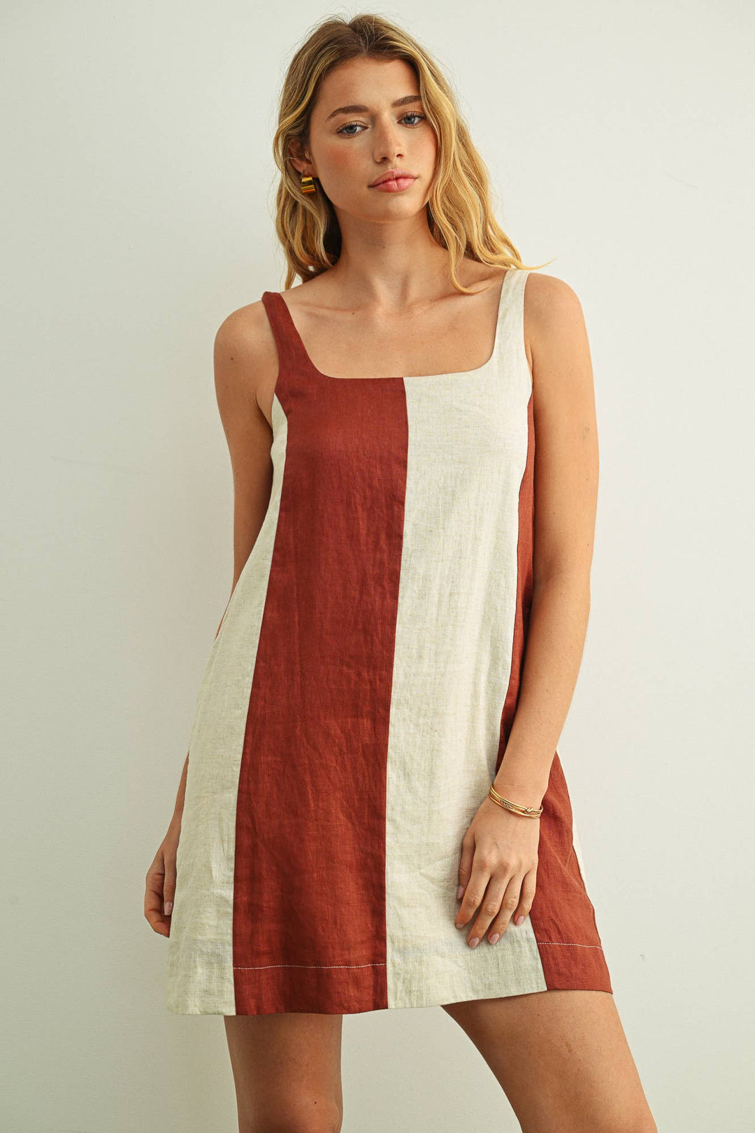 Miou Muse | Block Linen Mini Dress