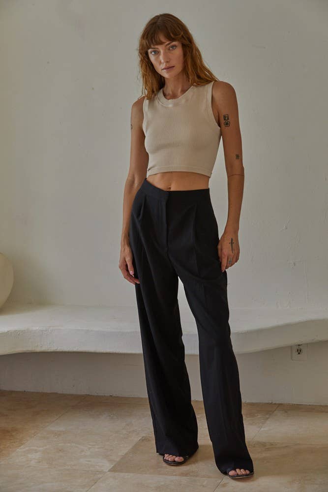 By Together | Knit Seamless Ribbed Round Neck Sleeveless Top