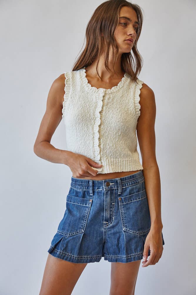 Creamon | Snuggly Cotton Button Knit Vest