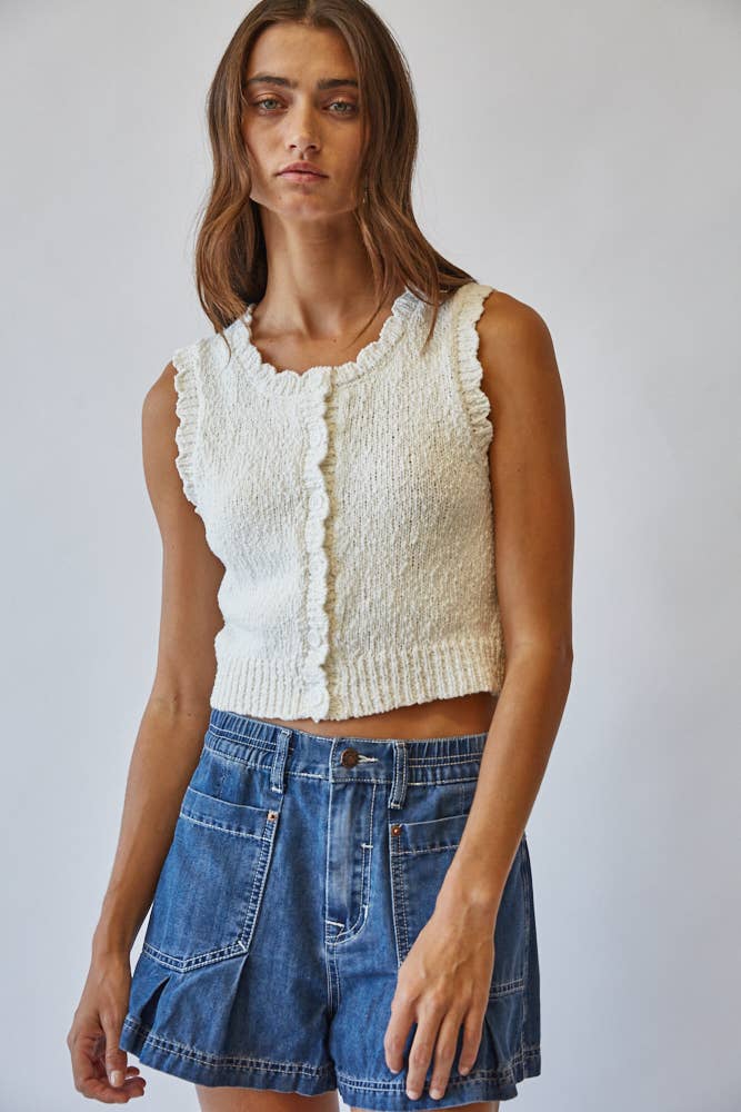 Creamon | Snuggly Cotton Button Knit Vest