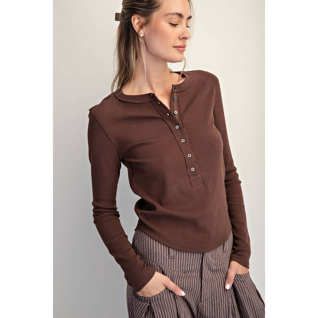 Cotierra | Henley Button Closure Top