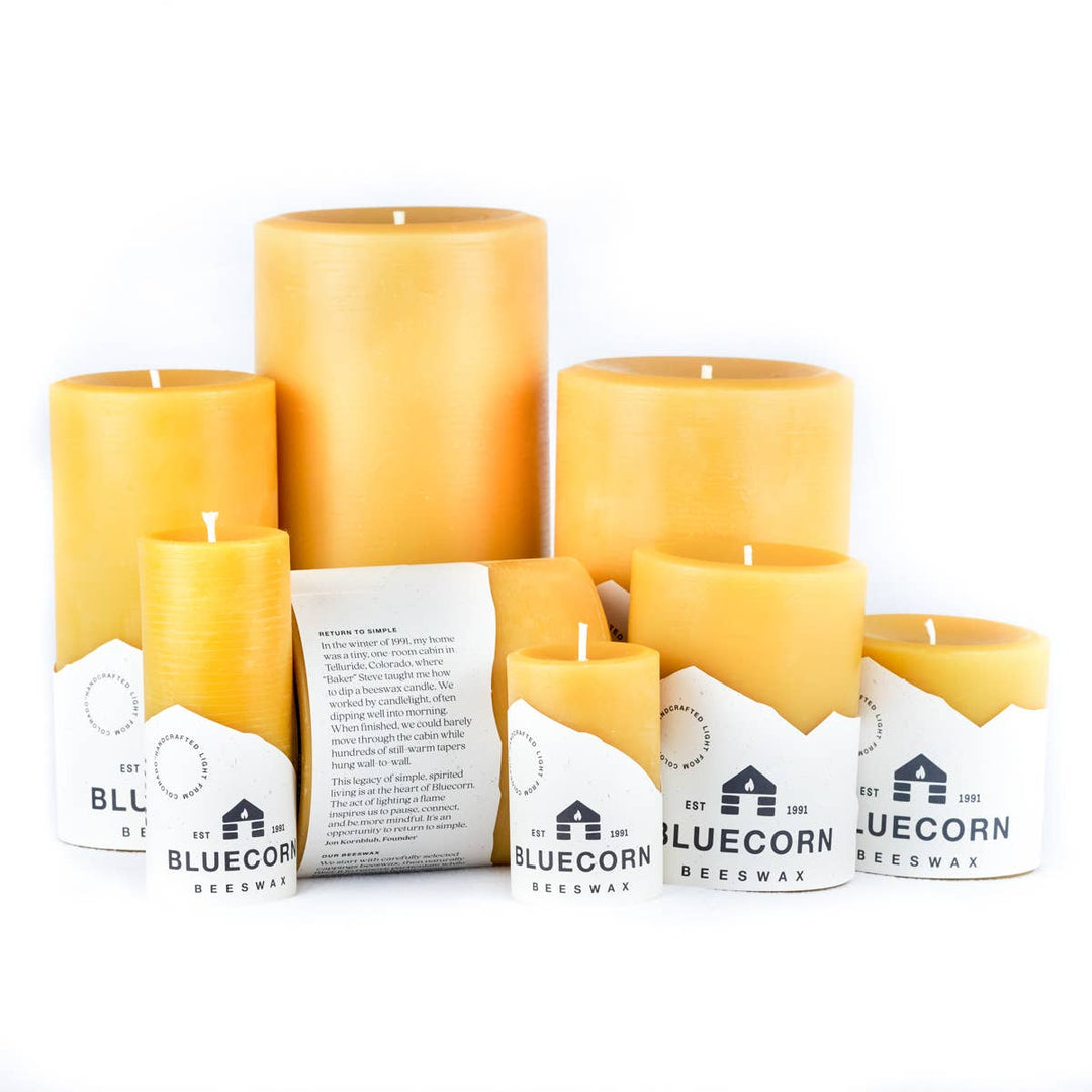Bluecorn | Pure Beeswax Pillar Candles – Handmade in USA