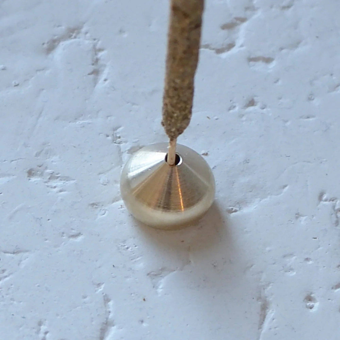 Cedar and Myrrh | Medium Waterdrop Brass Incense Holder