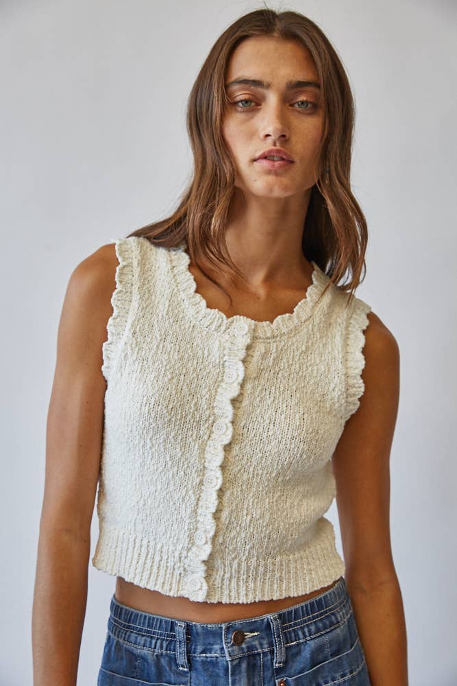 Creamon | Snuggly Cotton Button Knit Vest