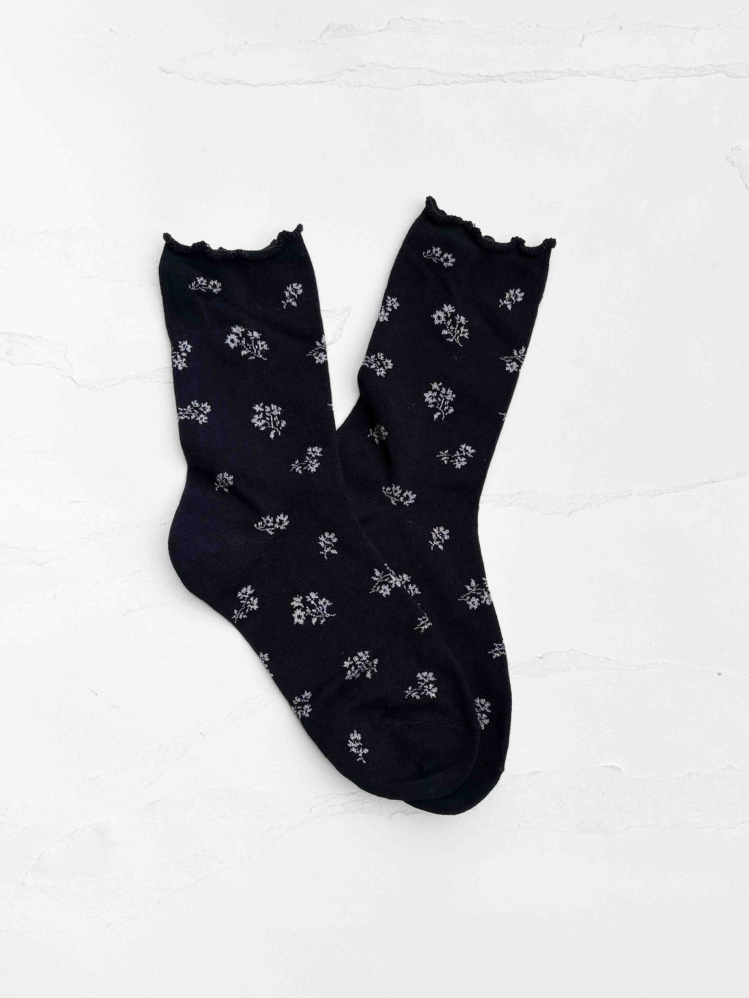Tiepology | Vintage Tiny Floral Ruffle Cotton Blend Socks