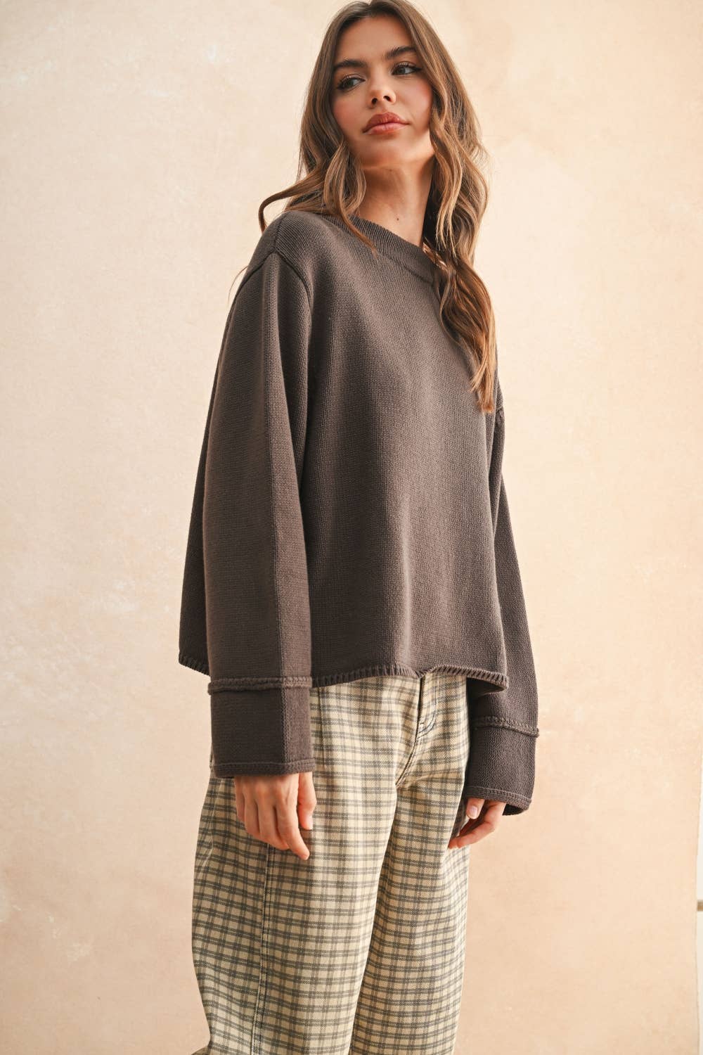 Miou Muse | Mock Neck Cotton Sweater