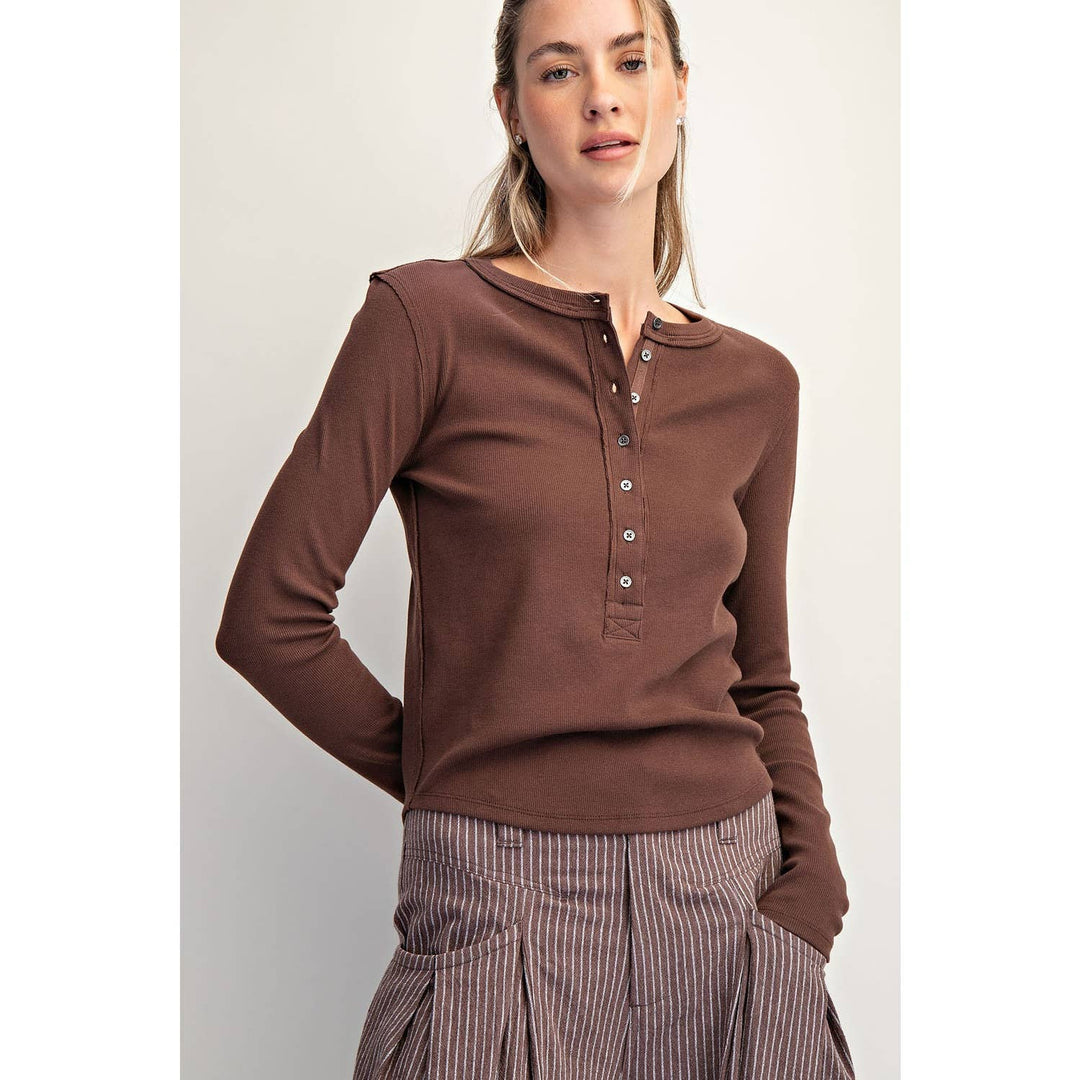 Cotierra | Henley Button Closure Top