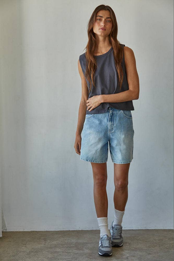 By Together | Knit Cotton Crew Neck Sleeveless Crop Top