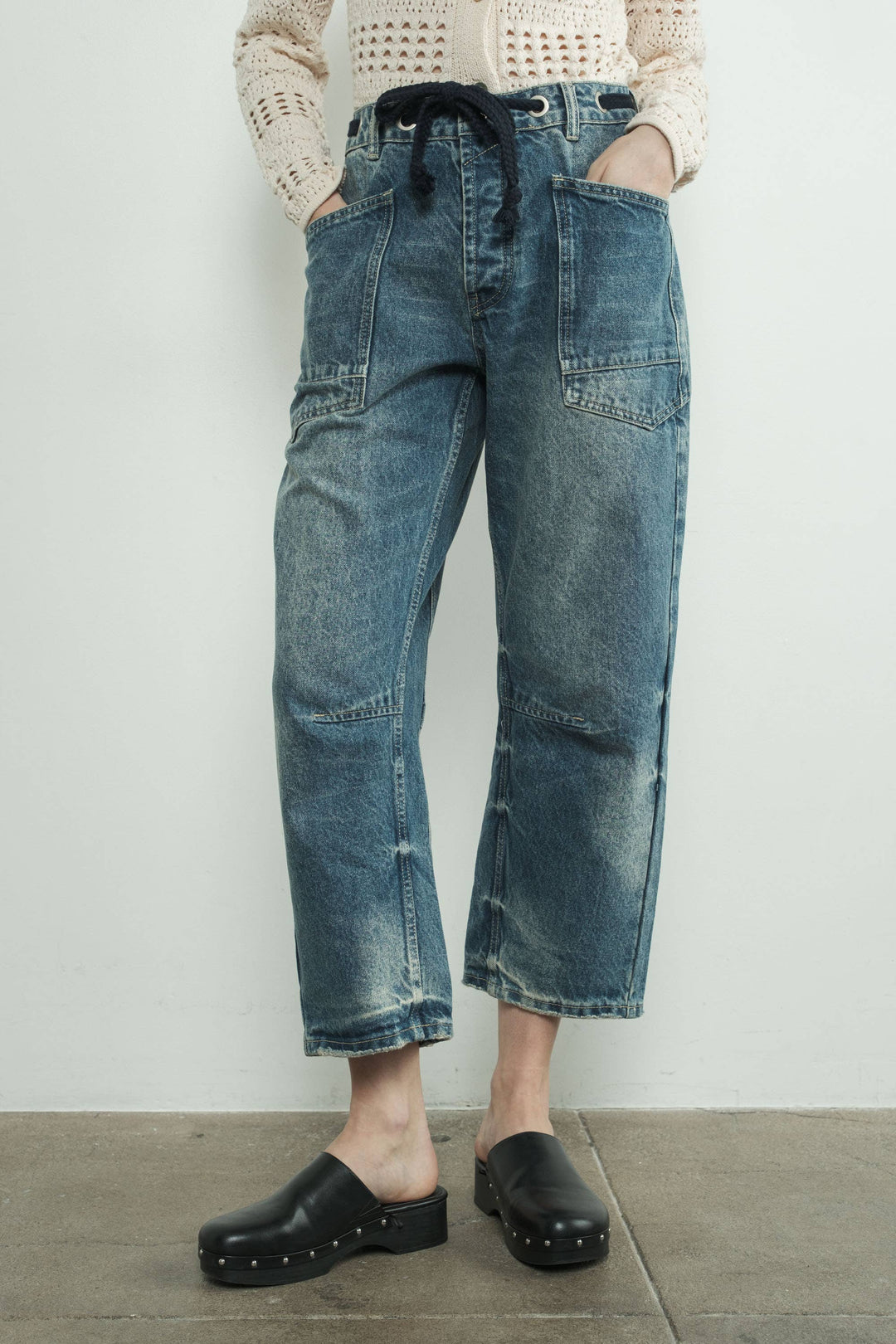 Aaron and Amber | Barrel Denim Pants with Eyelet Waist