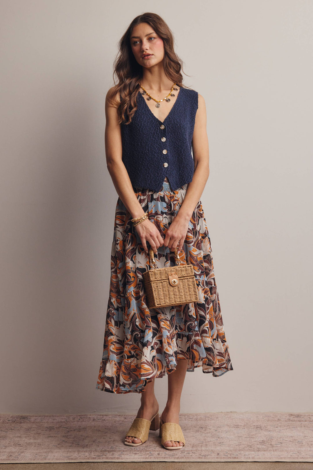 Forte | Button-Front Knit Vest Top