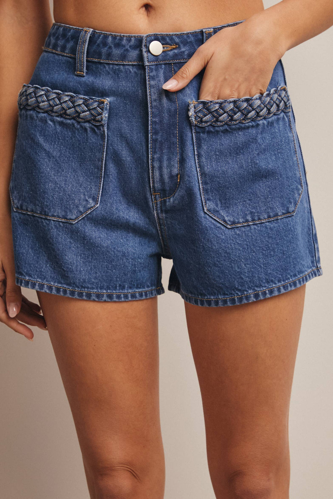 forte | Braided Pocket Denim Shorts