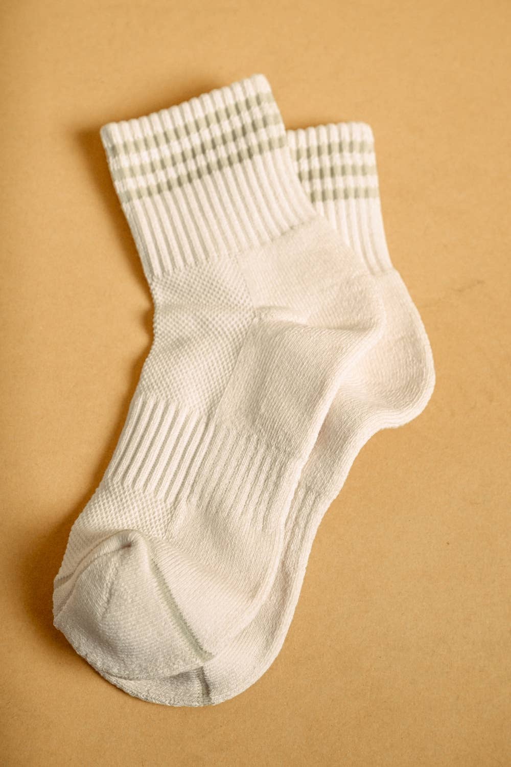 Miou Muse | Soft White Ankle Socks With Stripe details