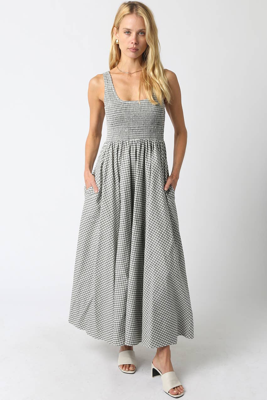 Olivaceous | Ella Sleeveless Gingham Maxi Dress