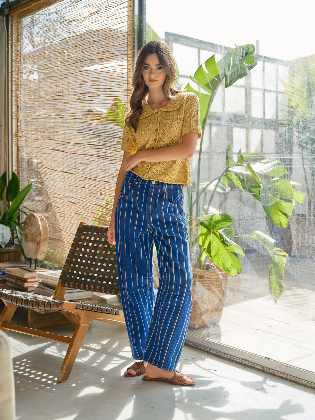 Aaron and Amber | Brushed Striped Barrel Pants