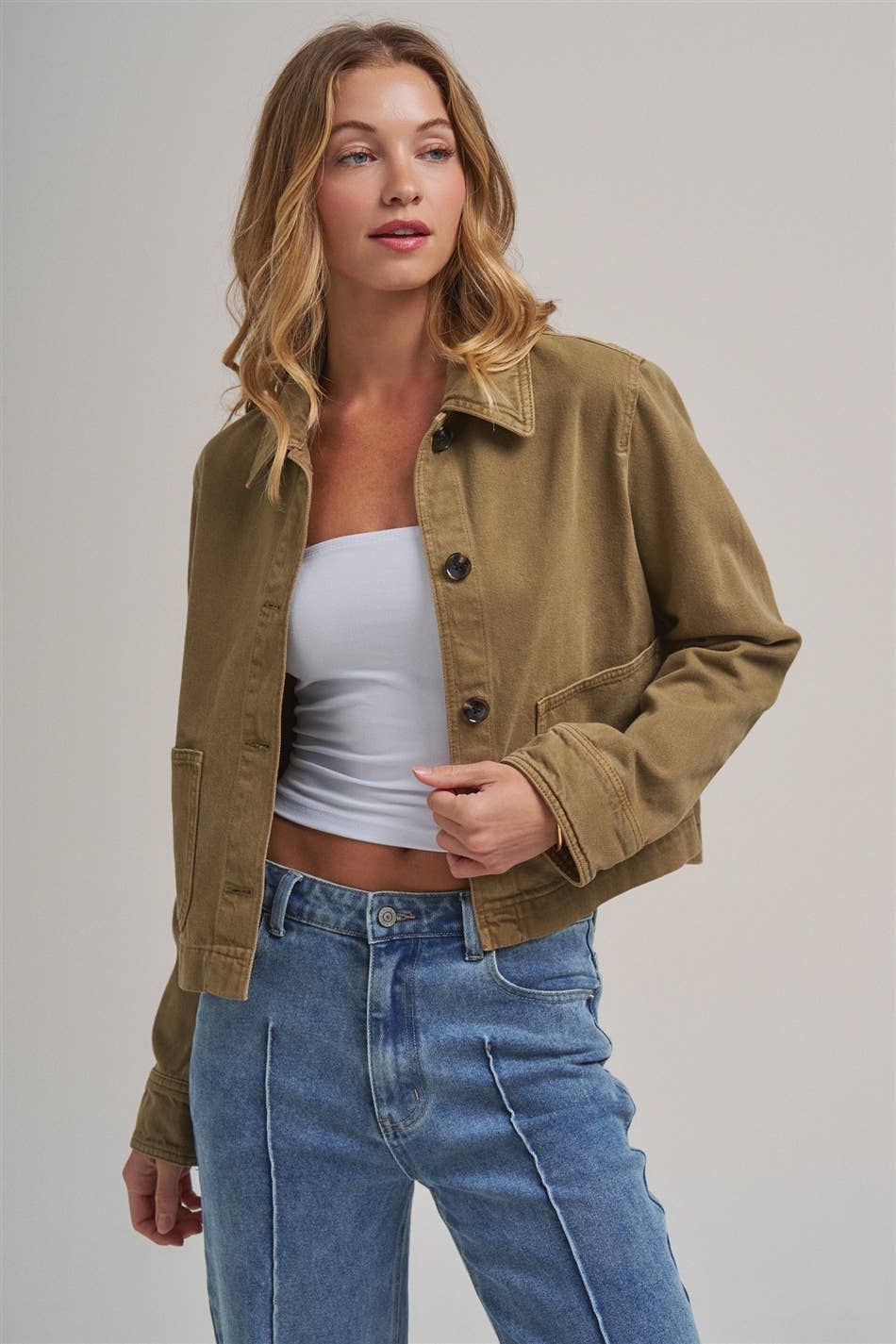 Bon | Cropped Utility Jacket With Patch Pocket