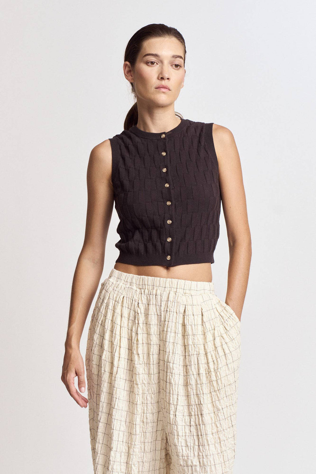 Grade and Gather | Rectangle Check Knit Vest