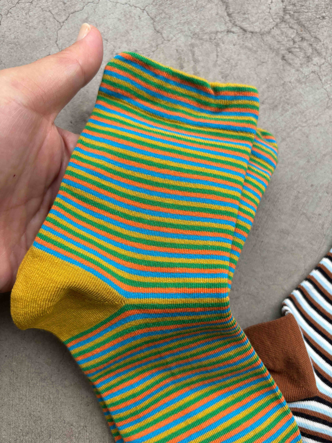 Tiepology | Vintage Micro Stripe Cotton Crew Socks