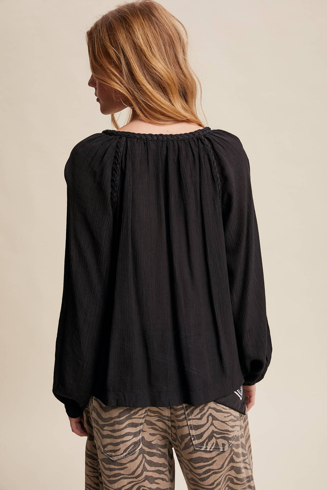 Listicle | Braided Trim Peasant Blouse