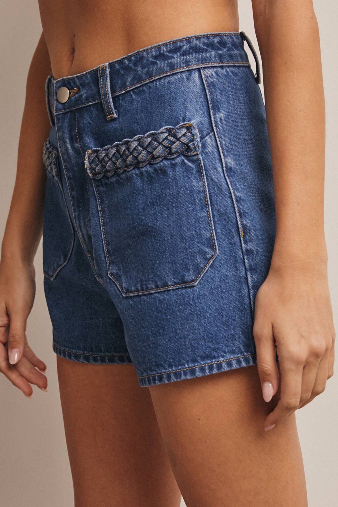 forte | Braided Pocket Denim Shorts