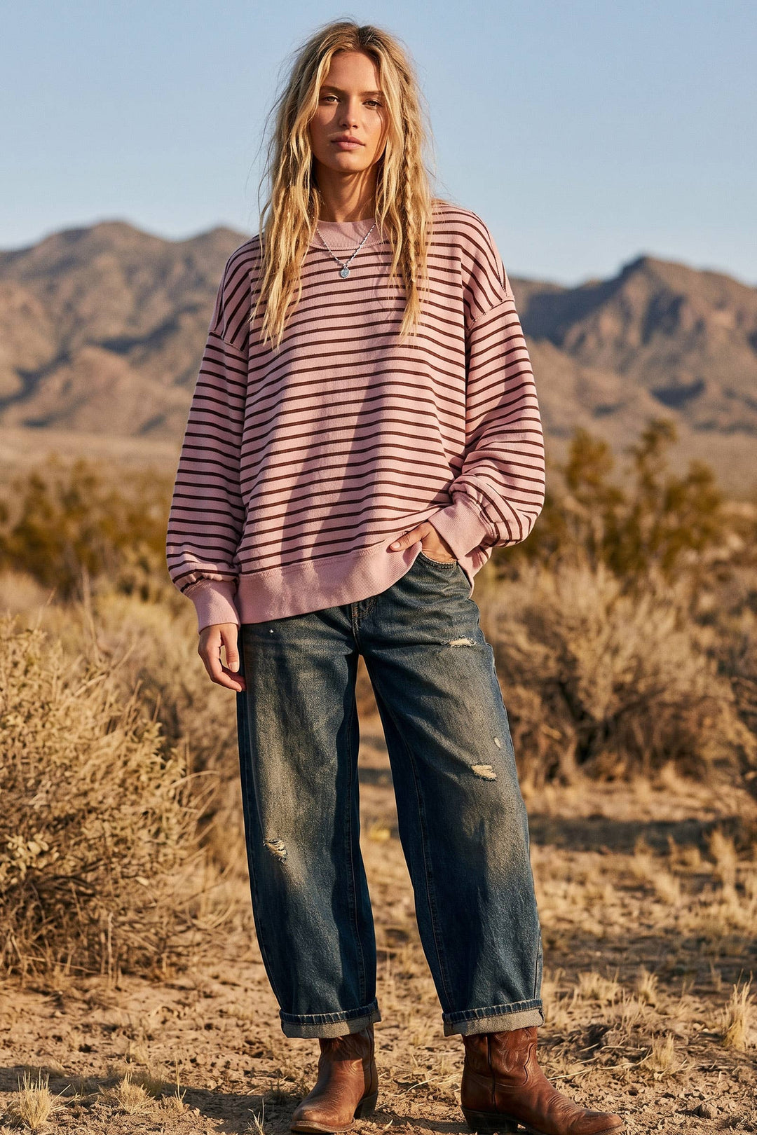 Sewn and Seen | Oversized French Terry Striped Pullover