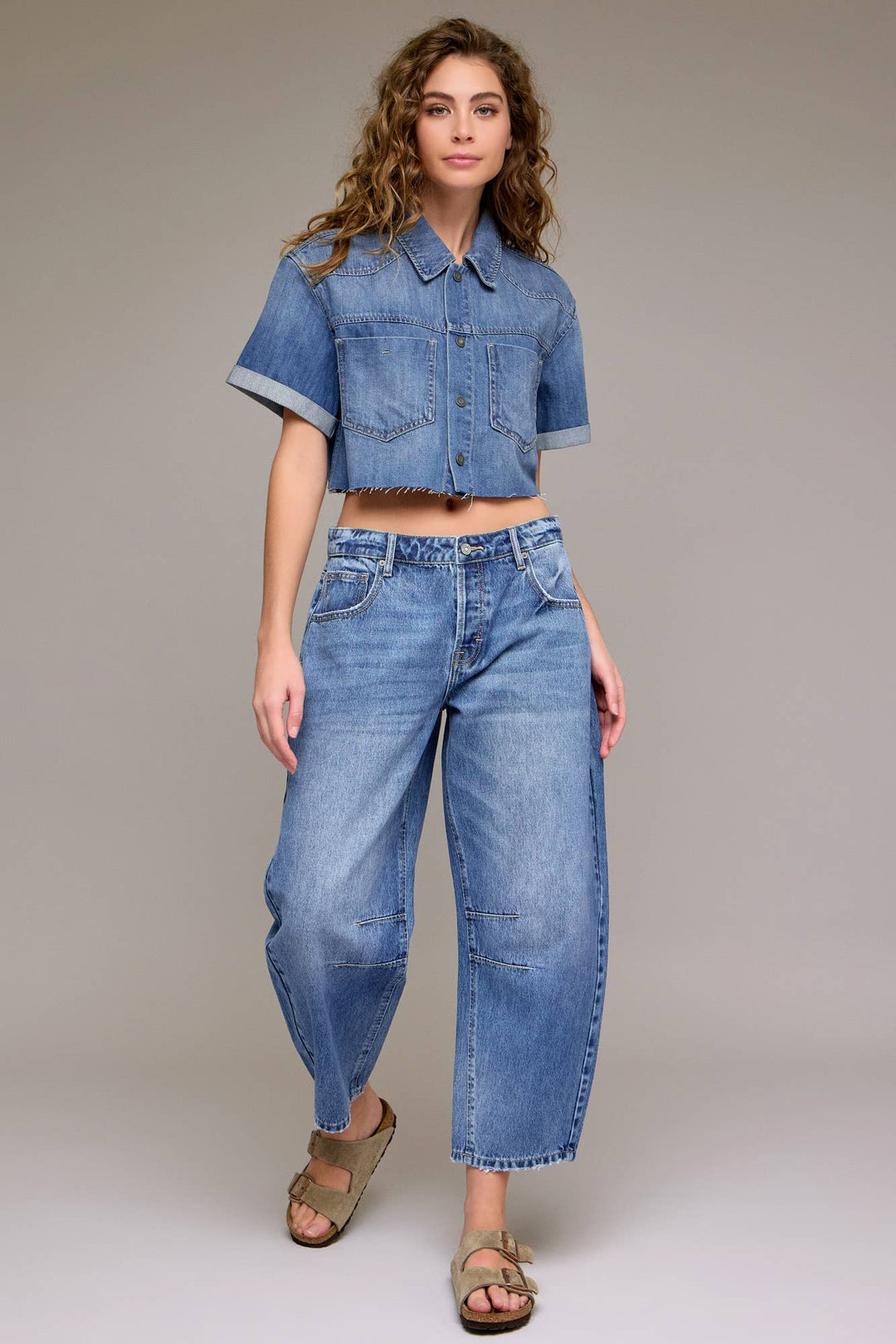 Hidden jeans | Medium Dark 25" Inseam Crop Barrel Jean