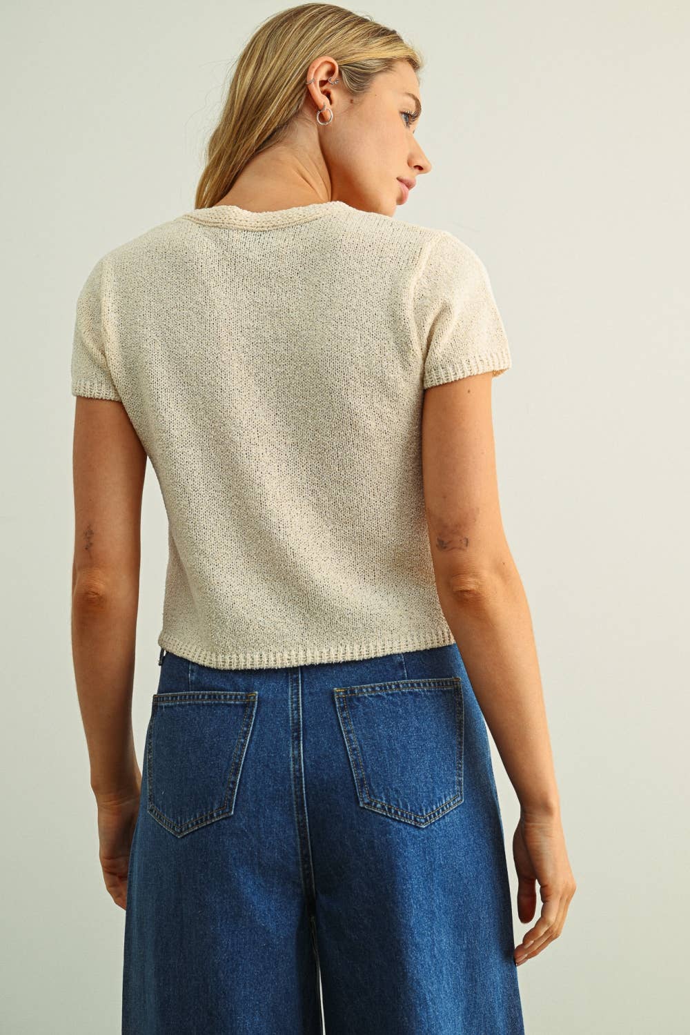 Miou Muse | Cap Sleeve Button Front Top