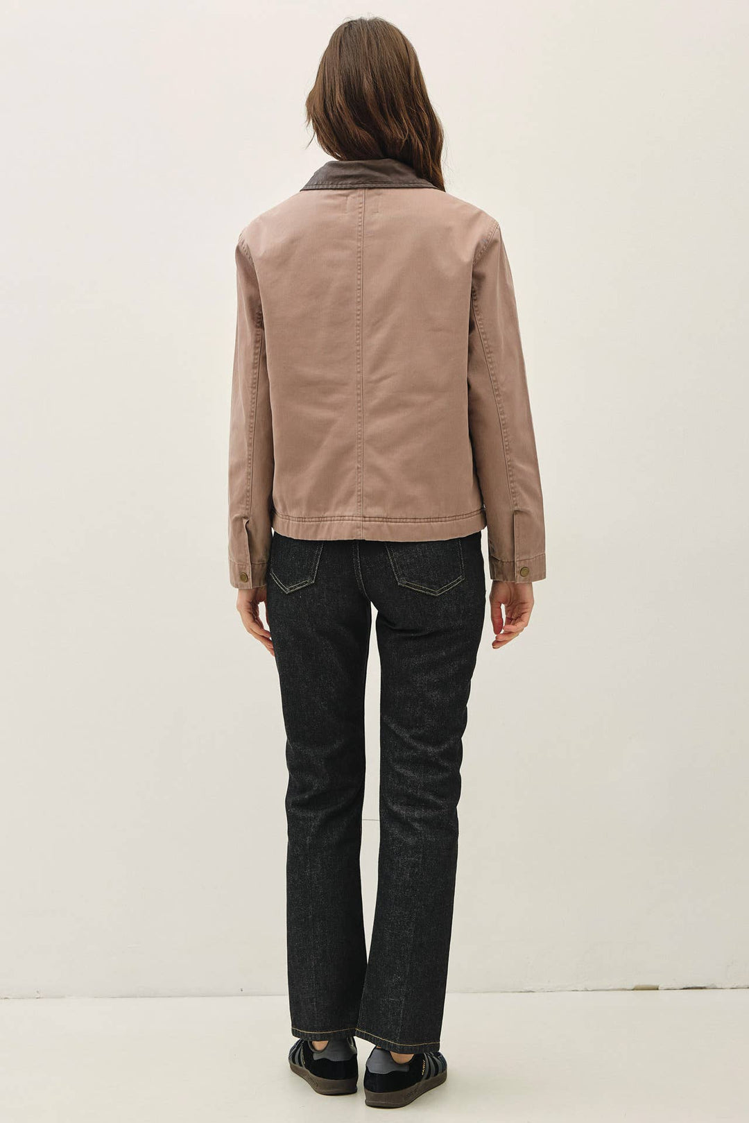 Be Cool | Cotton Chore Jacket With Leather Collar