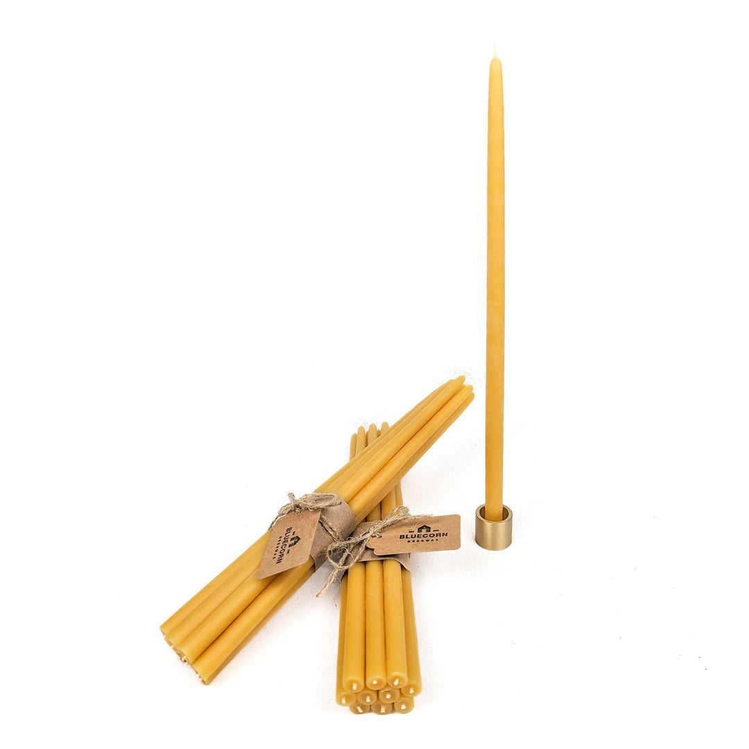 Bluecorn Candles | Thin Beeswax Taper Candles: Hand-Dipped in Colorado