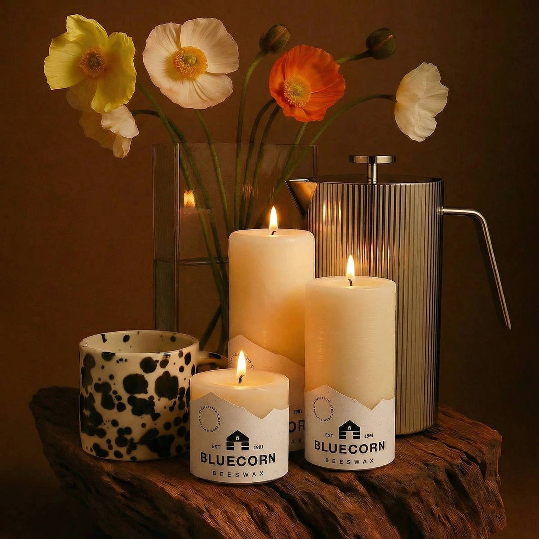 Bluecorn | Pure Beeswax Pillar Candles – Handmade in USA