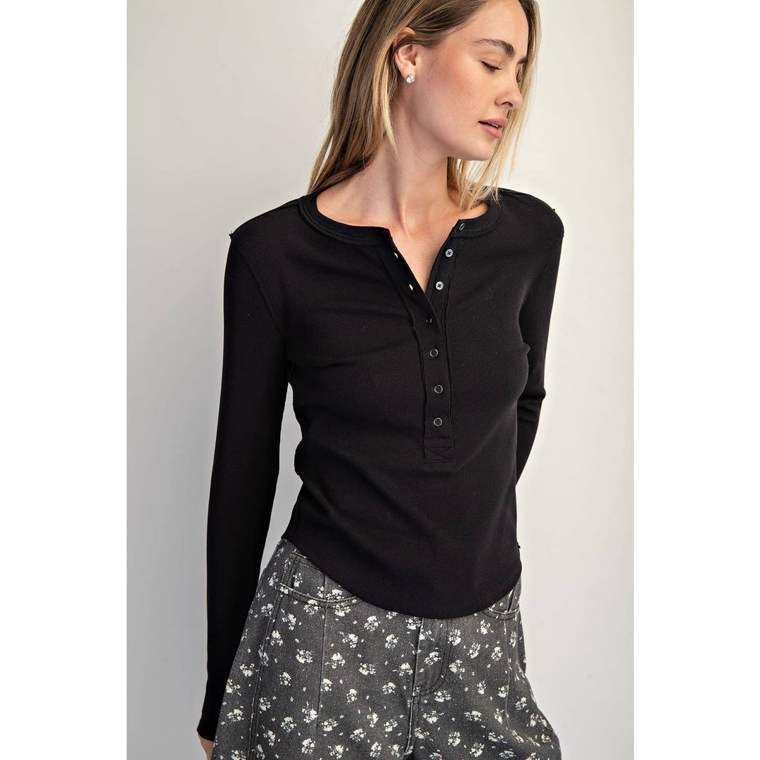 Cotierra | Henley Button Closure Top