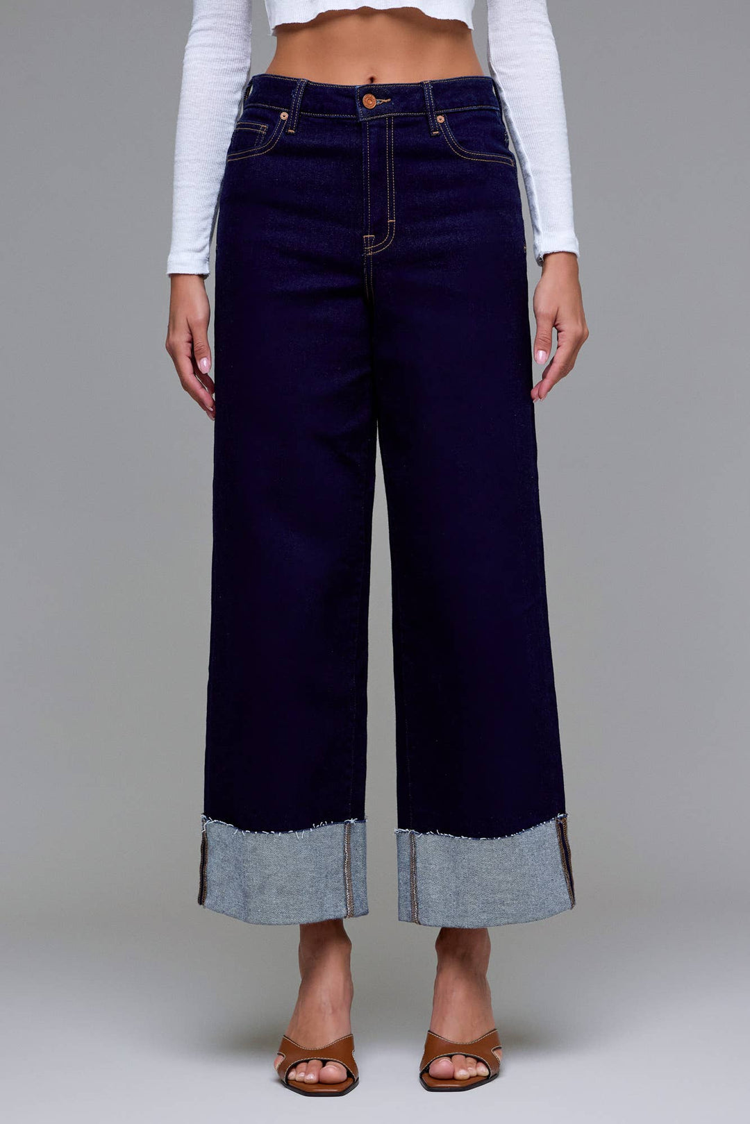 Hidden Jeans | Rinse Wash Cuffed 28" Inseam Wide leg