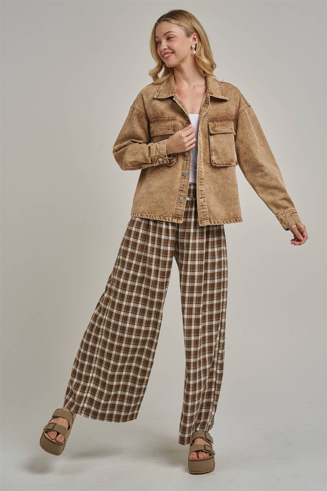 Bon | Fall Plaid Checker Boho Pants