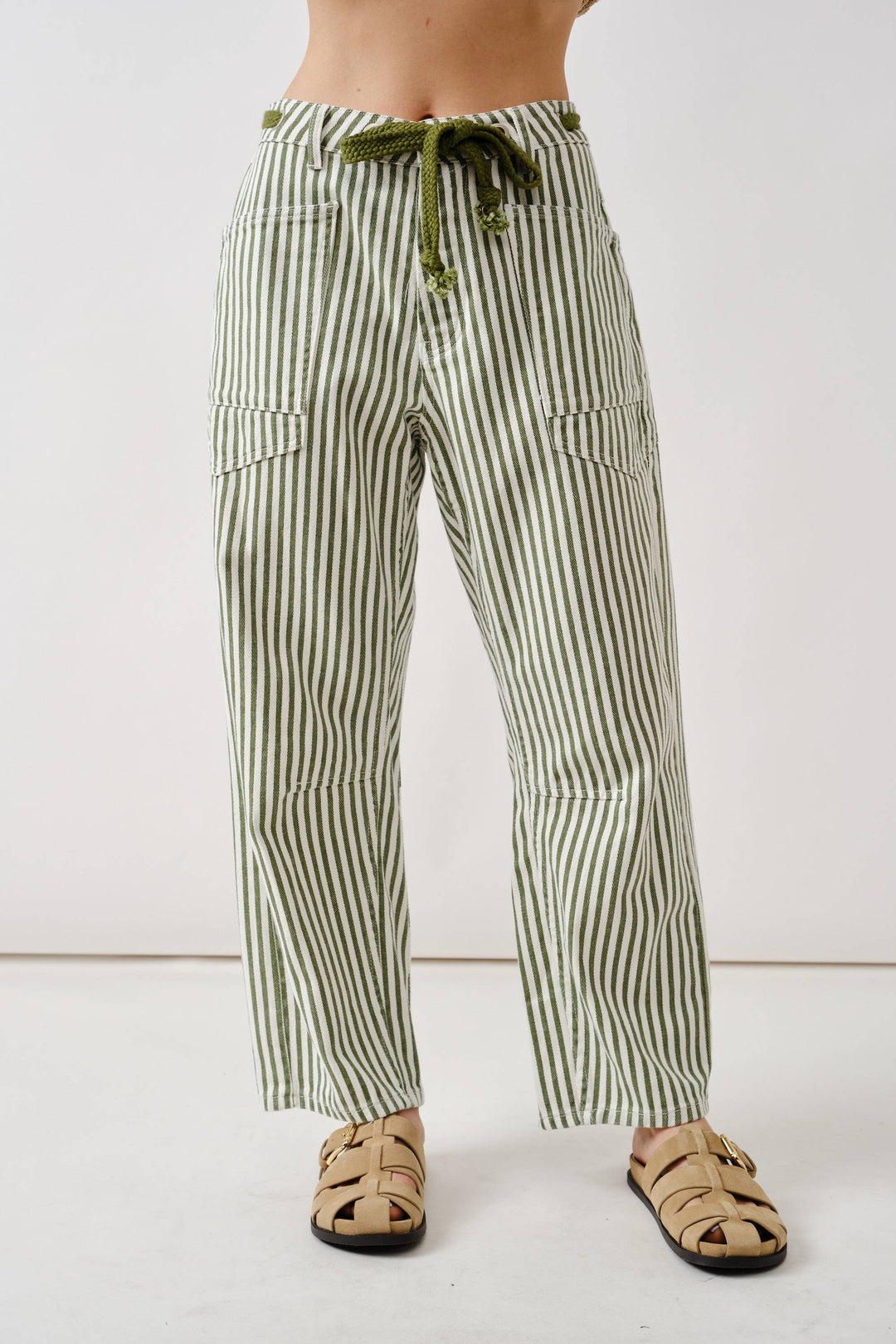 Aaron and Amber | Barrel Denim Pants with Eyelet Waist