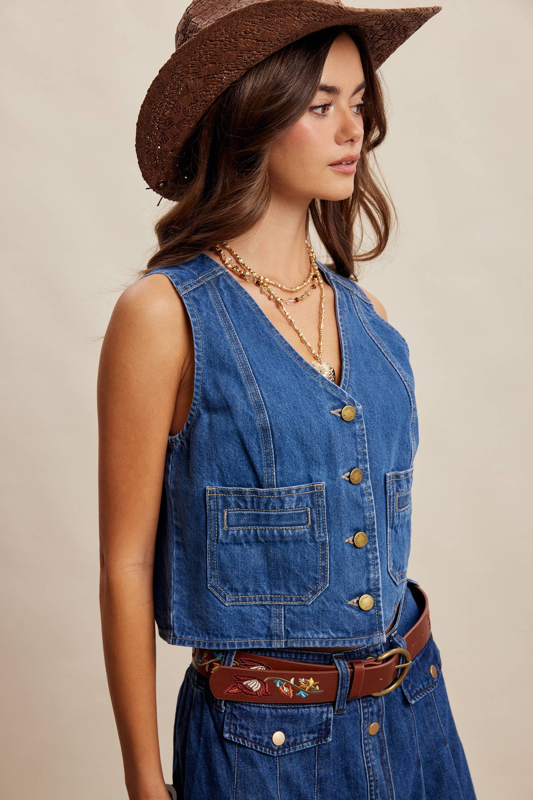 Listicle | Button Front Denim Vest