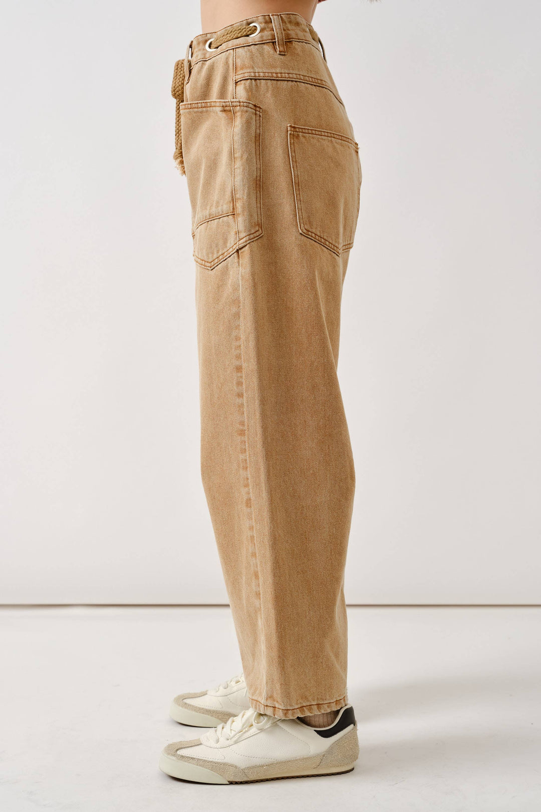 Aaron and Amber | Barrel Denim Pants with Eyelet Waist