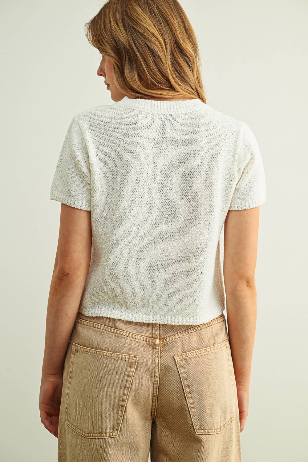Miou Muse | Multi Button Detailed Short Sleeve Top