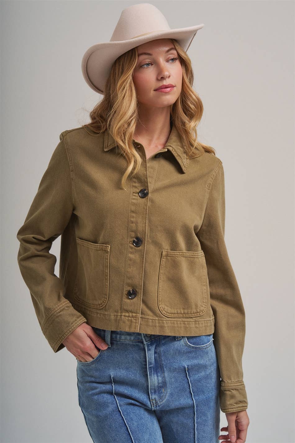 Bon | Cropped Utility Jacket With Patch Pocket