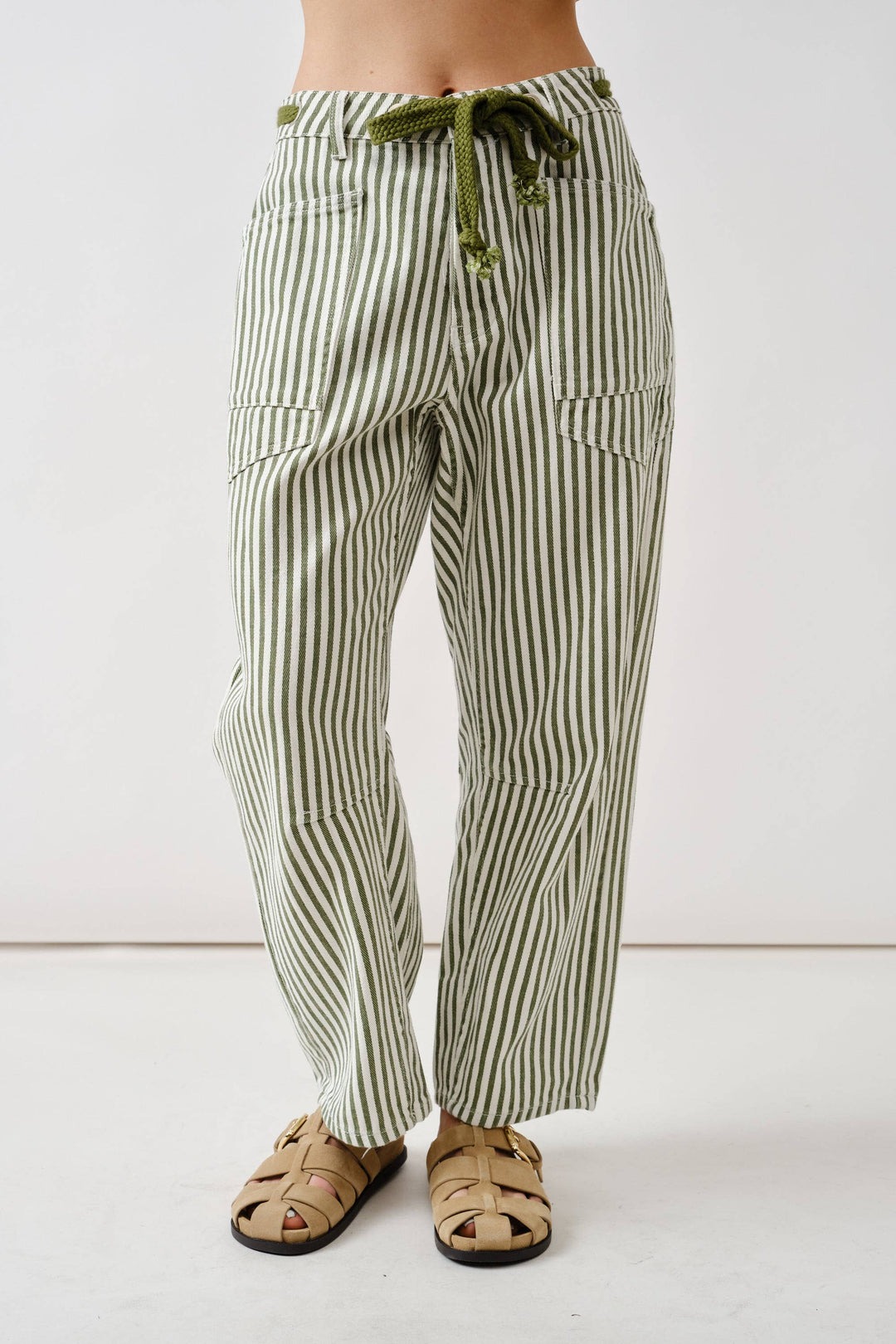 Aaron and Amber | Barrel Denim Pants with Eyelet Waist