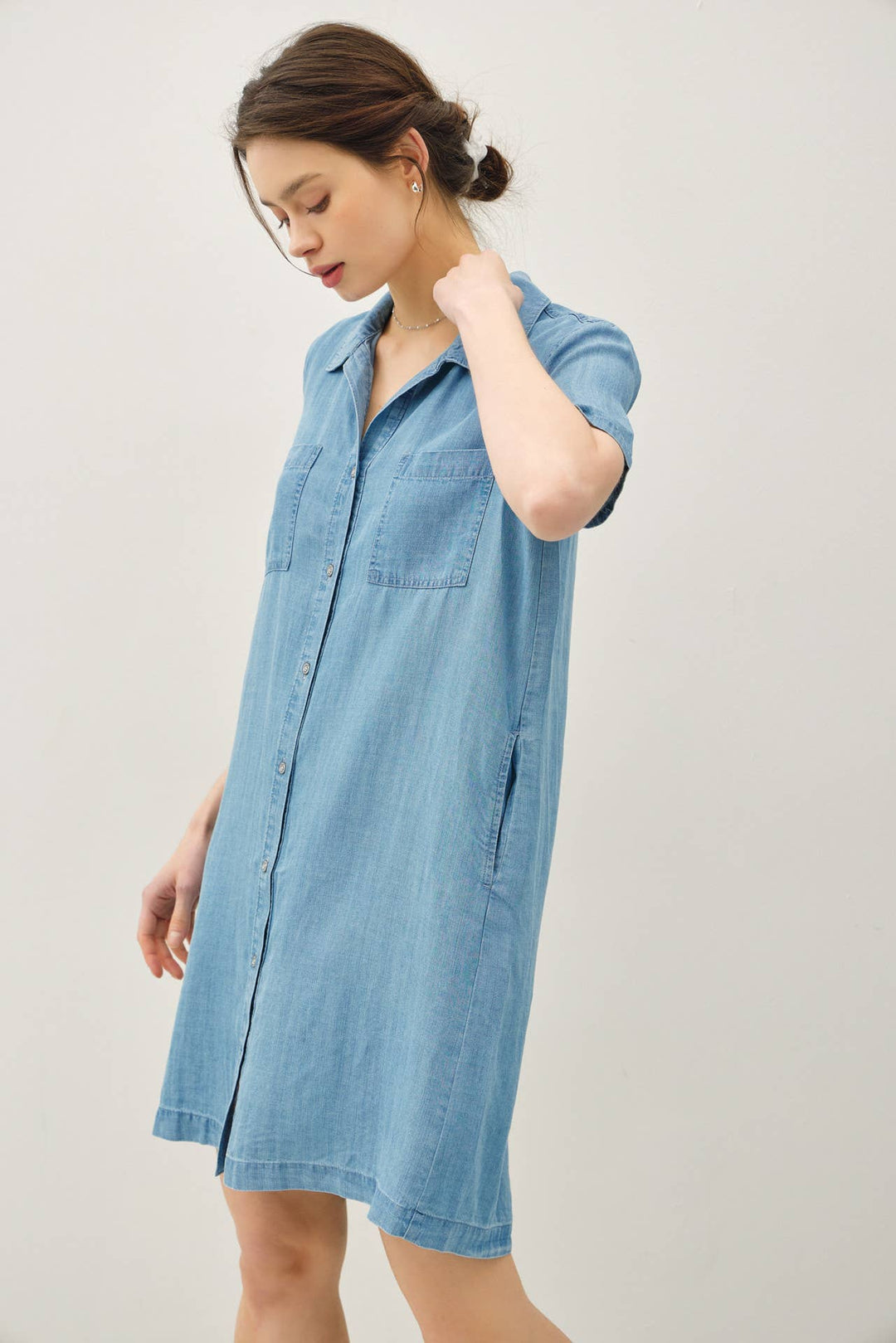 Be Cool | Denim Wash Button Down Dress